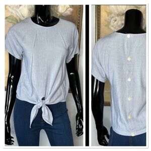 Madewell Button-Back Tie Tee in Stripe Sz XS 100% Viscous